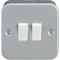 Show details for  Metal Clad 10AX 2 Way Switch, 2 Gang, Grey