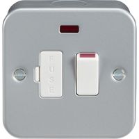 Show details for  Metal Clad 13A Switched Spur Unit with Neon, 1 Gang, Grey, White Insert