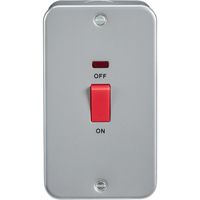 Show details for  Metal Clad 45A Double Pole Switch with Neon and Red Rocker, Grey