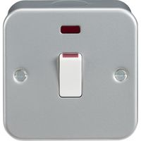 Show details for  Metal Clad 20A Double Pole Switch with Neon, 1 Gang, Grey