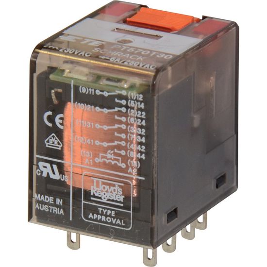 6A General Purpose Relay, 230VAC, 14 Pin, 4CO