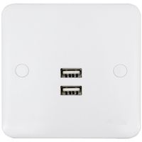 Show details for  Lisse 1 Gang 2 Module Twin USB Outlet - White
