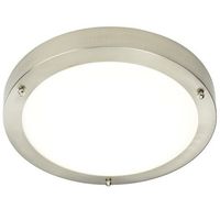 Show details for  IP44 9W Satin Nickel Portico Flush LED Light - Cool White