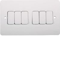 Show details for  10AX 2 Way Wall Switch, 6 Gang, White