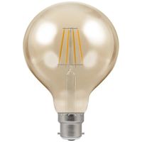 Show details for  5W LED Globe G95 Filament Antique Lamp, 2200K, 400lm, B22d, Dimmable