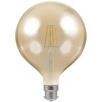 Show details for  7.5W LED Globe G125 Filament Antique Lamp, 2200K, 638lm, B22d, Dimmable