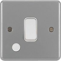 Show details for  Metal Clad 20A Double Pole Switch with Flex Outlet, Backbox and Knockouts, 1 Gang, Grey, White Insert, Sollysta Range