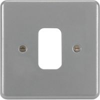 Show details for  Grey Metalclad 1 Gang Grid Plate c/w Plain Box With NO Knockouts