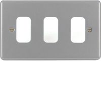 Show details for  Grey Metalclad 3 Gang Grid Plate c/w Box With Knockouts