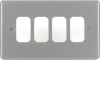 Show details for  Grey Metalclad 4 Gang Grid Plate c/w Box With Knockouts
