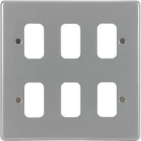 Show details for  Grey Metalclad 6 Gang Grid Plate - 2 Rows Of 3 c/w Box With Knockouts