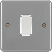 Show details for  Metal Clad 10AX 2 Way Wall Switch with Backbox and Knockouts, 1 Gang, Grey, White Insert, Sollysta Range