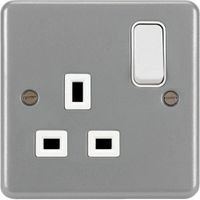 Show details for  13A Double Pole Switched Socket, 1 Gang, IP20, Grey