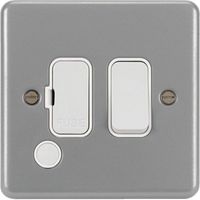 Show details for  Metal Clad 13A Switched Fuse Connection Unit with Flex Outlet, Backbox and Knockouts, 1 Gang, Grey, White Insert, Sollysta Range