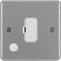 Show details for  Metal Clad 13A Unswitched Fuse Connection Unit with Flex Outlet, Backbox and Knockouts, 1 Gang, Grey, White Insert, Sollysta Range