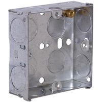 Show details for  Flush Back Box with Earth Tag and knockouts, 1 Gang, 25mm, Pre Galvanised Steel