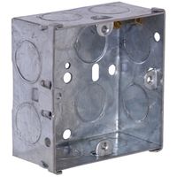 Show details for  Flush Back Box with Earth Tag and knockouts, 1 Gang, 35mm, Pre Galvanised Steel