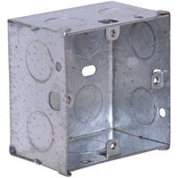 Show details for  Flush Back Box with Earth Tag and knockouts, 1 Gang, 47mm, Pre Galvanised Steel