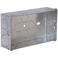 Show details for  Flush Back Box with Earth Tag and knockouts, 2 Gang, 35mm, Pre Galvanised Steel