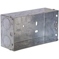 Show details for  Flush Back Box with Earth Tag and knockouts, 2 Gang, 47mm, Pre Galvanised Steel