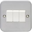 Show details for  Metal Clad 10A 2 Way Switch, 3 Gang, Grey, White Insert, Utility Range