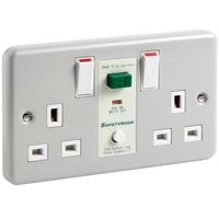 Show details for  Meta Clad 13A RCD Switched Socket, 2 Gang, Grey, White Insert, 30mA, SafetySure Range