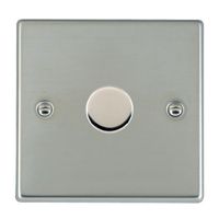 Show details for  100W LED 2 Way Push On/Off Rotary Dimmer Switch, 1 Gang, Bright Steel
