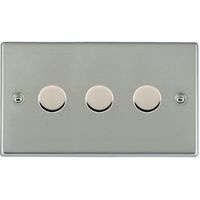 Show details for  100W LED 2 Way Dimmer Switch, 3 Gang, Bright Steel, Hartland Range