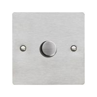 Show details for 100W LED 2 Way Push On/Off Rotary Dimmer Switch, 1 Gang, Satin Steel
