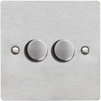 Show details for 100W LED 2 Way Dimmer Switch, 2 Gang, Satin Steel, Sheer Range