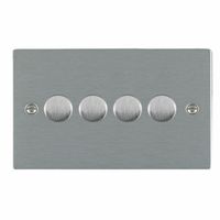 Show details for  100W LED 2 Way Push On/Off Rotary Dimmer Switch, 4 Gang, Satin Steel