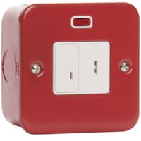 Show details for  13A Metal Clad Double Pole Key Switch with Neon, 1 Gang, Red, White Insert