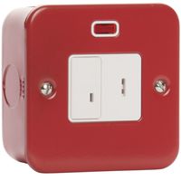 Show details for  Metal Clad 13A Double Pole Key Switch with Neon, 1 Gang, Red, White Insert
