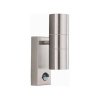 Show details for  IP44 GU10 Stainless Steel Twin LED Outdoor Wall Light with PIR
