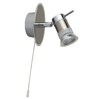 Show details for  50W Spotlight Wall Light, GU10, Chrome/Satin Silver, IP44, Aries Range (Lamps Not Included)
