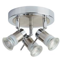 Show details for  IP44 GU10 Aries Chrome & Satin Silver Triple LED Adjustable Spotlight