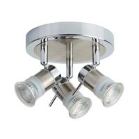 Show details for  IP44 GU10 Aries Chrome & Satin Silver Triple LED Adjustable Spotlight