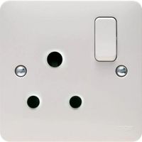 Show details for  15A Round Pin Switched Socket, 1 Gang, White