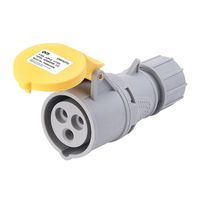 Show details for  IP44 Industrial Connector, 16A, 2P+E, 110V, Yellow
