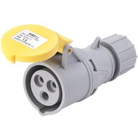 Show details for  IP44 Industrial Connector, 32A, 2P+E, 110V, Yellow