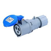 Show details for  IP44 Industrial Connector, 32A, 2P+E, 240V, Blue