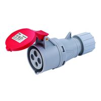 Show details for  IP44 Industrial Connector, 32A, 3P+E, 415V, Red