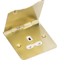 Show details for  13A Unswitched Floor Socket, 1 Gang, Brushed Brass, White Insert