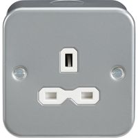 Show details for  Metal Clad 13A Double Pole Unswitched Socket, 1 Gang, Grey, White Insert