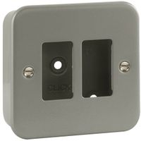 Show details for  Metal Clad Grid Front Plate and Back Box, 2 Gang, Grey, GridPro Range