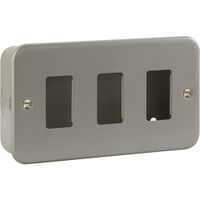 Show details for  Metal Clad Front Plate with Back Box, 3 Gang, Grey, GridPro Range