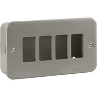 Show details for  Metal Clad Front Plate with Back Box, 4 Gang, Grey, GridPro Range