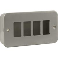 Show details for  Metal Clad Front Plate with Back Box, 4 Gang, Grey, GridPro Range