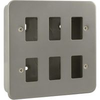 Show details for  Metal Clad Front Plate with Back Box, 6 Gang, Grey, GridPro Range