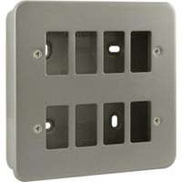 Show details for  Metal Clad Front Plate with Back Box, 8 Gang, Grey, GridPro Range